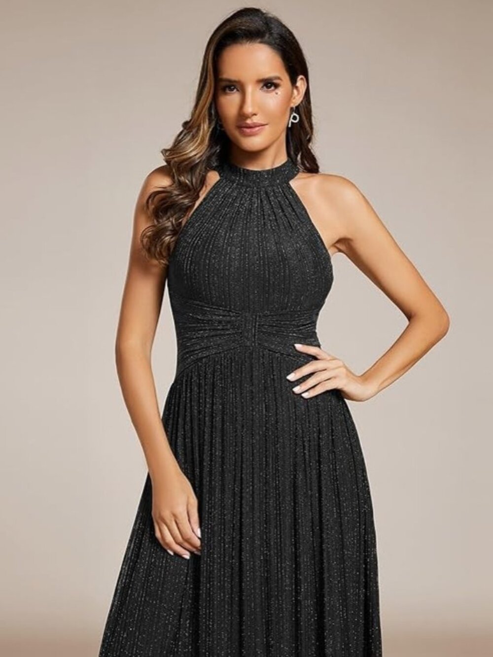Ever-Pretty Glitter Halter Sleeveless Formal Floor Length Evening Gown - Size 6 - Picture 4 of 16